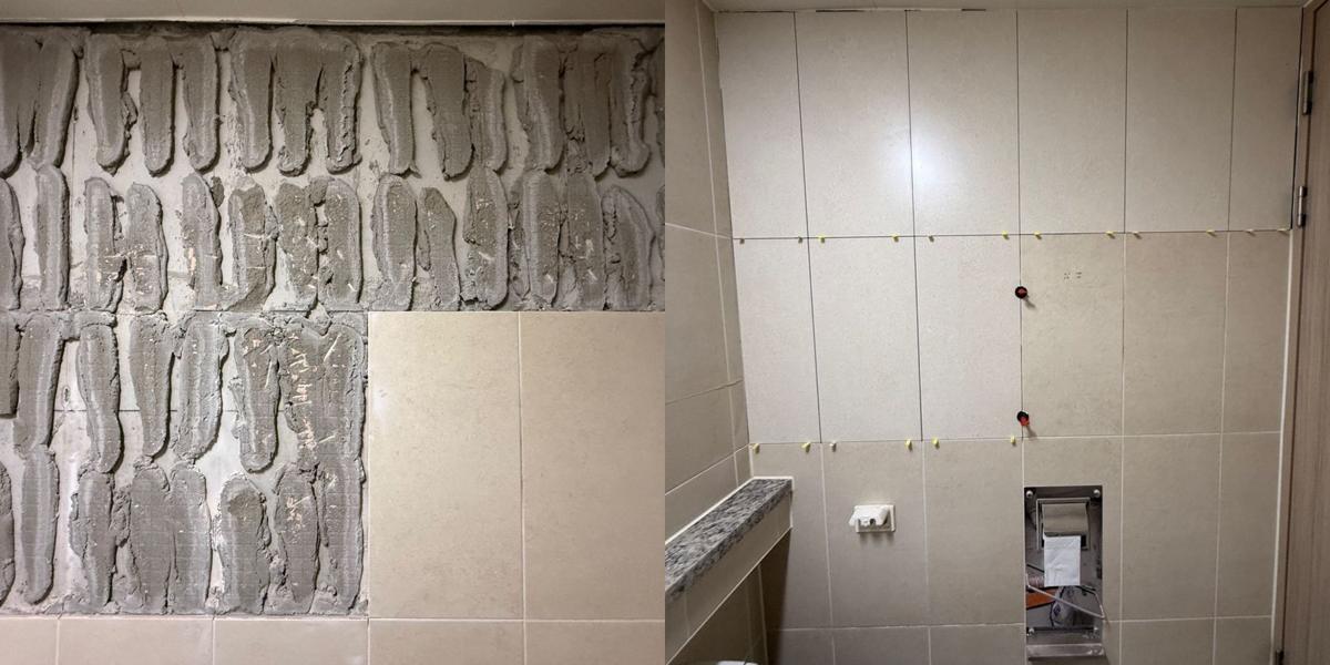 청라 호반4차 욕실 벽 들뜨고 갈라진 타일 재시공 3번째 사진, 철거 후 바탕면