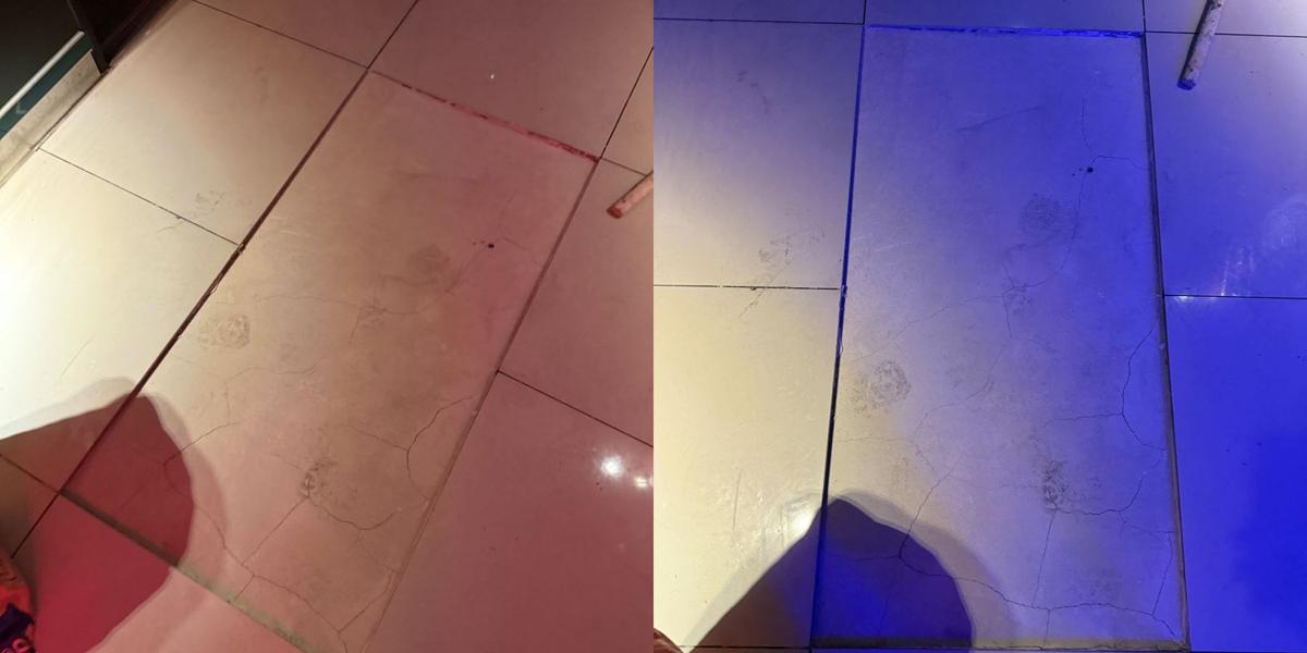 영종도 운서동 상가 바닥 들뜬 타일 교체 4번째 사진, 기존 접착제 제거 후 바탕면